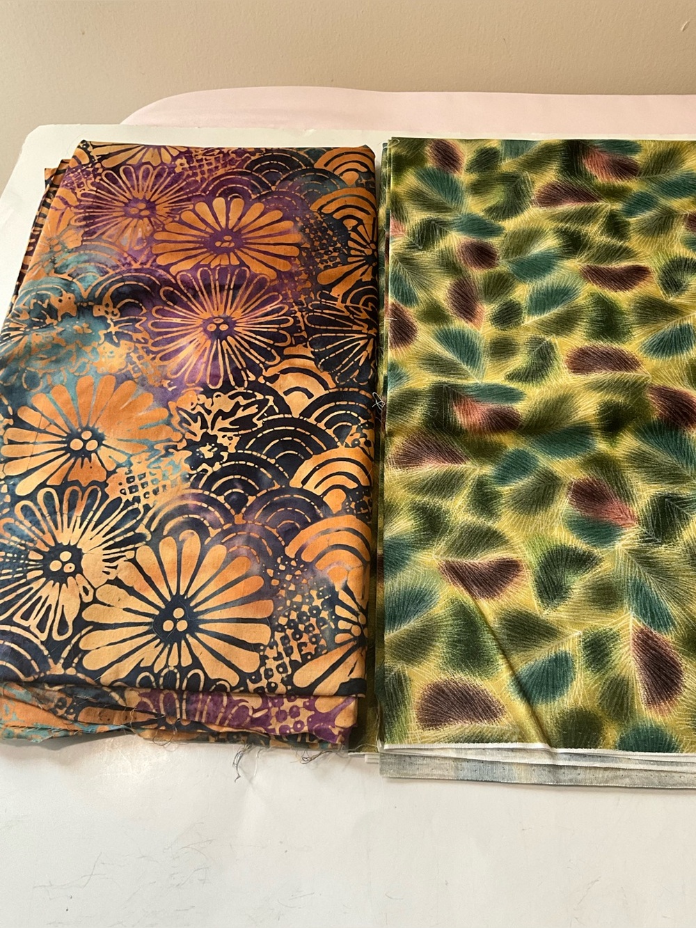 Quilting Sewing Crafts Fabric Lot Batik & Kona Bay Fabrics Purple Green Blue